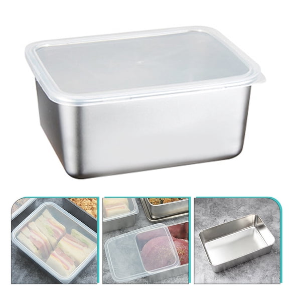 Minkissy Stainless Steel Storage Box with Lid Silver 1Pcs for Sealed Storage