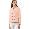 thumbnail image 1 of INSPIRE CHIC Caban Court d'Hiver pour Femme à Revers Cranté en V, Double Boutonnage, 1 of 7