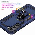 thumbnail image 3 of Decase For Samsung Galaxy S22 Plus,Slim Shockproof Magnetic Metal Ring Stand Hard PC Case Cover,Blue, 3 of 7
