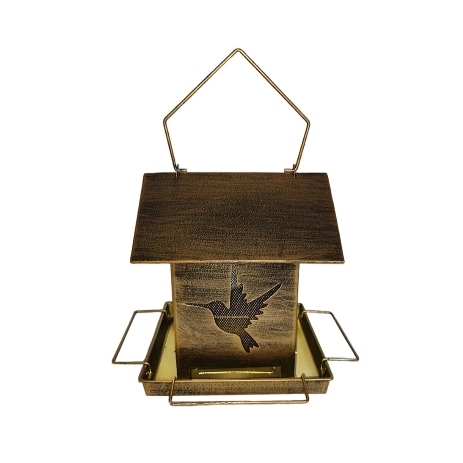12.2in Antique Bronze Hummingbird Feeder, Metal Hanging Wild Bird Feeder, Large Capacity Weatherproof Outdoor Garden Decor