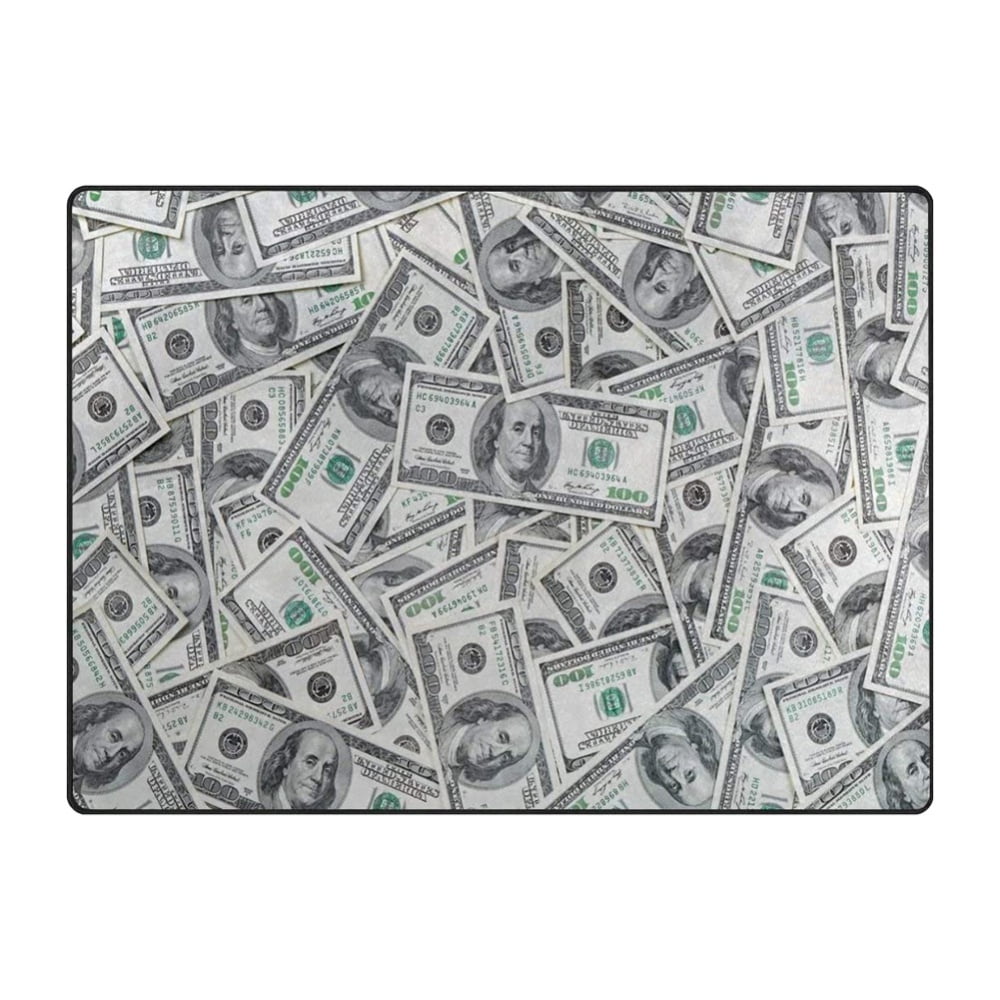 Black Gold Rugs 100 Dollar Bill Area Runner Money Rugs Nonslip Rubber