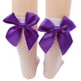 thumbnail image 2 of Chaussettes Résille pour Femmes Chaussettes Hautes en Maille Bas de Mode avec Nœud en Satin, 2 of 5