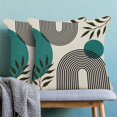thumbnail image 2 of Boho Summer Pillow Covers 18x18 Inch 2 Pcs, Aqua Teal and Tropical Leaf Outdoor Decorative Throw Pillows, Mid Century Abstract Art Farmhouse Decor Pillowcase Linen Cushion Cover for Couch Sofa, 2 of 6
