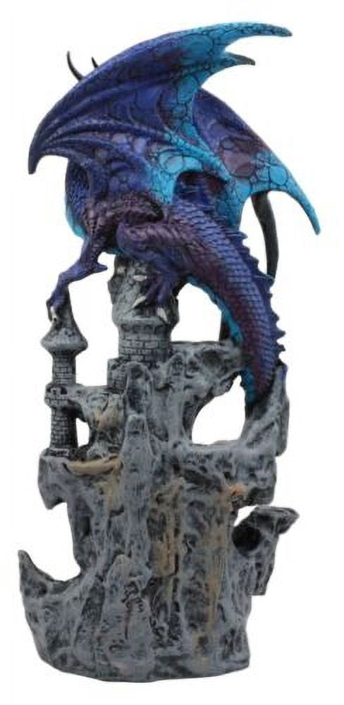 Ebros Hyperion Gemstone Midnight Dragon Protecting Stone Castle Figurine 11.75"H