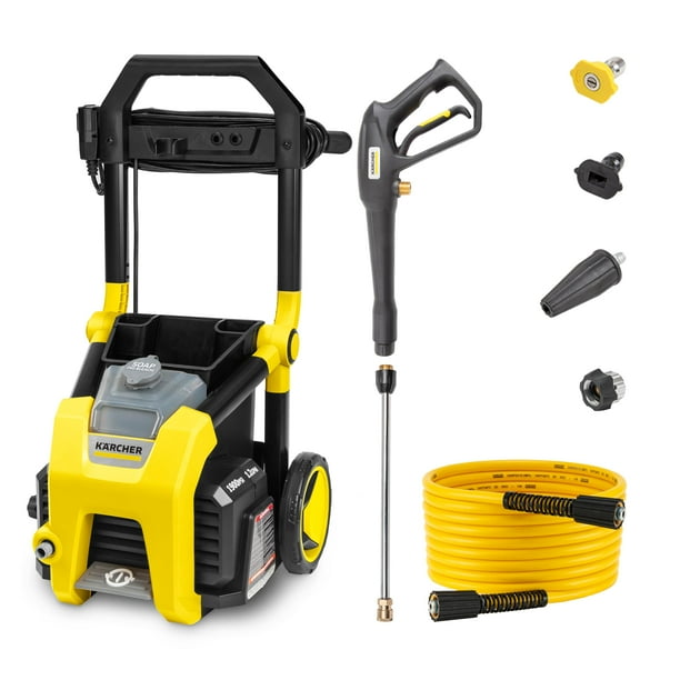 Hidrolimpiadora Kärcher K1900PS, con certificación CETA, 3 boquillas de pulverización, depósito de detergente, para coches, entradas de vehículos, revestimientos y patios, 1,2 GPM