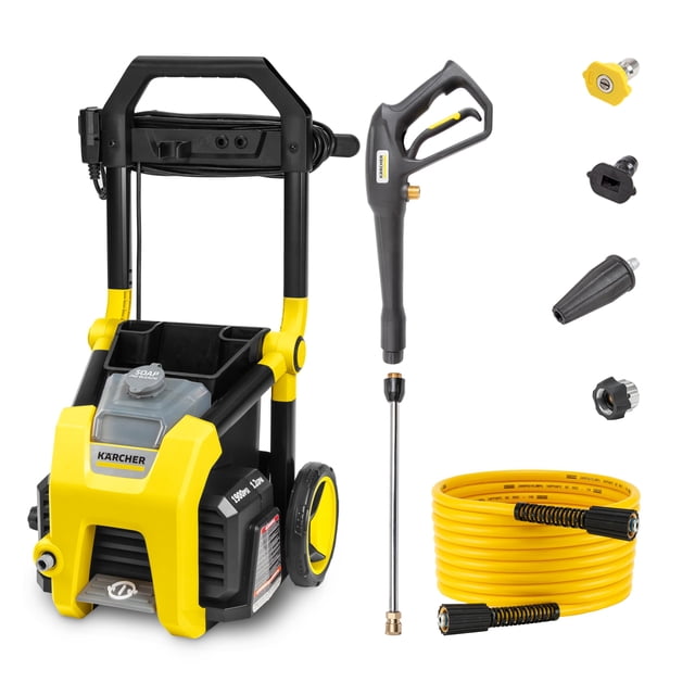Hidrolimpiadora Kärcher K1900PS, con certificación CETA, 3 boquillas de pulverización, depósito de detergente, para coches, entradas de vehículos, revestimientos y patios, 1,2 GPM