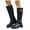 Black, variant on Fall Mid Calf Combat Boots for Women 2025 Buckles Studded Leather Platform Chunky Cowboy Riding Tall Boots