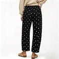 thumbnail image 5 of JIAYUE Women Straight Leg Pants Polka Dot Print Drawstring Elastic Waist Side Pockets Loose Trousers for Street Daily Casual, 5 of 6