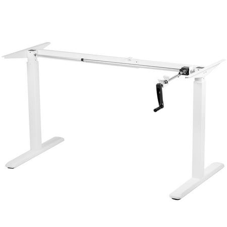 VIVO White Manual Height Adjustable Stand Up Desk Frame Crank System Ergonomic Standing