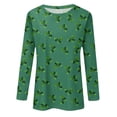 thumbnail image 5 of Womens St Patricks Day Plus Size Long Sleeve T Shirts Funny Green Shamrock Graphic Saint Patrick's Day Tee Tops Green 4XL, 5 of 6