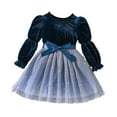 thumbnail image 2 of KYAIGUO Baby Toddler Silk Velvet Dress for Girls,Kids Long Sleeved Princess Mesh Skirt Tutu Tulle Onesies Bow Dress for 1-7Y, 2 of 9