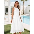 thumbnail image 3 of DARING DIVA Eyelet Sleeveless A Line Midi Tank Dress M White, 3 of 8