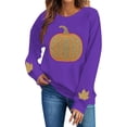 thumbnail image 3 of HongQid Crew Neck Sweatshirts Women Graphic Fall Pumpkin Thanksgiving Pullover Tops Oversized Winter Autumn Season Shirts Sequin Halloween Funny Cute Long Sleeve Tops, 3 of 7