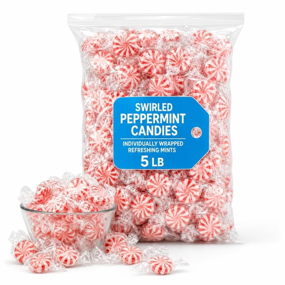 Starlight Swirled Mints, Individually Wrapped Refreshing Mints, Ideal Peppermint Candies for Sharing, Candy Dishes and Holidays (5 Lbs) 16324 Bundle with Cleaning Cloth