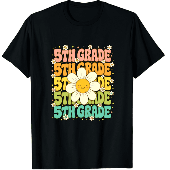 KeHetSoft 5th Grade Teacher Repeated Daisy Cotton Unisex T-Shirt