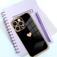 thumbnail image 6 of Compatible with iPhone 15 Pro Max Case Love Heart Plating Electroplate Luxury Elegant Case Camera Protector Soft TPU Screen Protector Shockproof Corner Back Cover -Black, 6 of 12