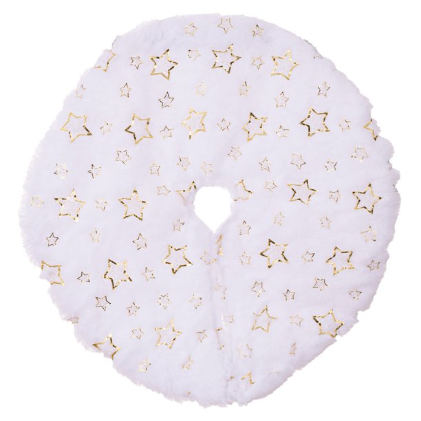 Falda de árbol de Navidad con purpurina blanca, tapete grande de invierno, añadir más ambiente festivo, novedad