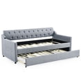 thumbnail image 3 of Linen Grey Daybed with Twin Trundle / Sturdy Frame to Hold Heavy Weight, 3 of 6