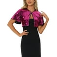 thumbnail image 1 of Inspire Chic Chaqueta Bolero de Lentejuelas para Mujeres con Mangas Acampanadas, Chaquetas Brillantes de Color Fucsia, 1 of 6