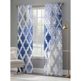 thumbnail image 4 of Blue Morocco Sheer Curtains 84 Inch Length 2 Panels Set, Vintage Graffiti Paint Art Boho Dappled Voile Window Treatment Rod Pocket Curtains Sheers Drapes for Bedroom/Living Room/Kitchen 52"x84"x2, 4 of 7