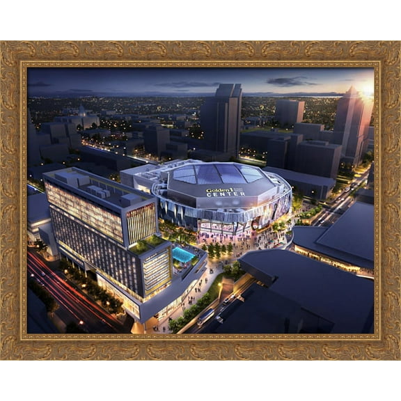 Golden 1 Center 36x28 Large Gold Ornate Wood Framed Canvas Art - Home of the Sacramento Kings