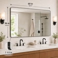 thumbnail image 2 of Niveal 60"x36 Wall Mirror Rounded Corners Hanging Vanity Mirror Oil-Rubbed Bronze Modern Rectangular Aluminum Framed Mirror, 2 of 12