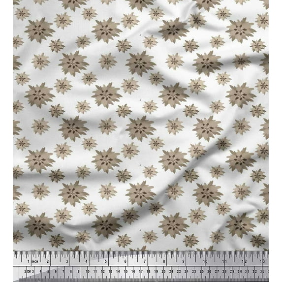 Soimoi Silk Fabric Aster Floral Print Fabric by the Yard 42 Inch Wide