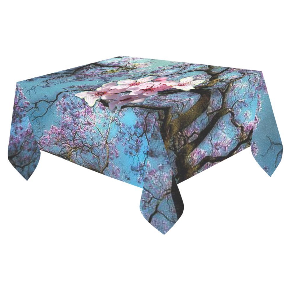 MYPOP Cherry Blossom Cotton Linen Tablecloth 52x70 inches Tablecover