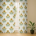 thumbnail image 6 of Vargottam Floral Block Print Sheer Curtains for Tall Doors & Windows - Set of 2, 90", Grommet Top, Printed Georgette Light Filtering Panels for Home Decor, 6 of 9