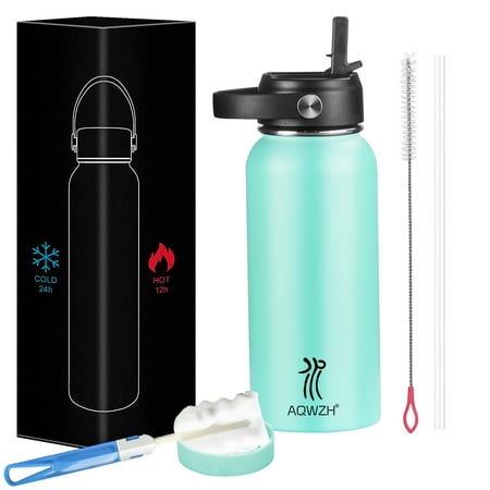 

Aqwzh 20 oz Blue Stainless Steel Water Bottle with Wide mouth Straw and Lid