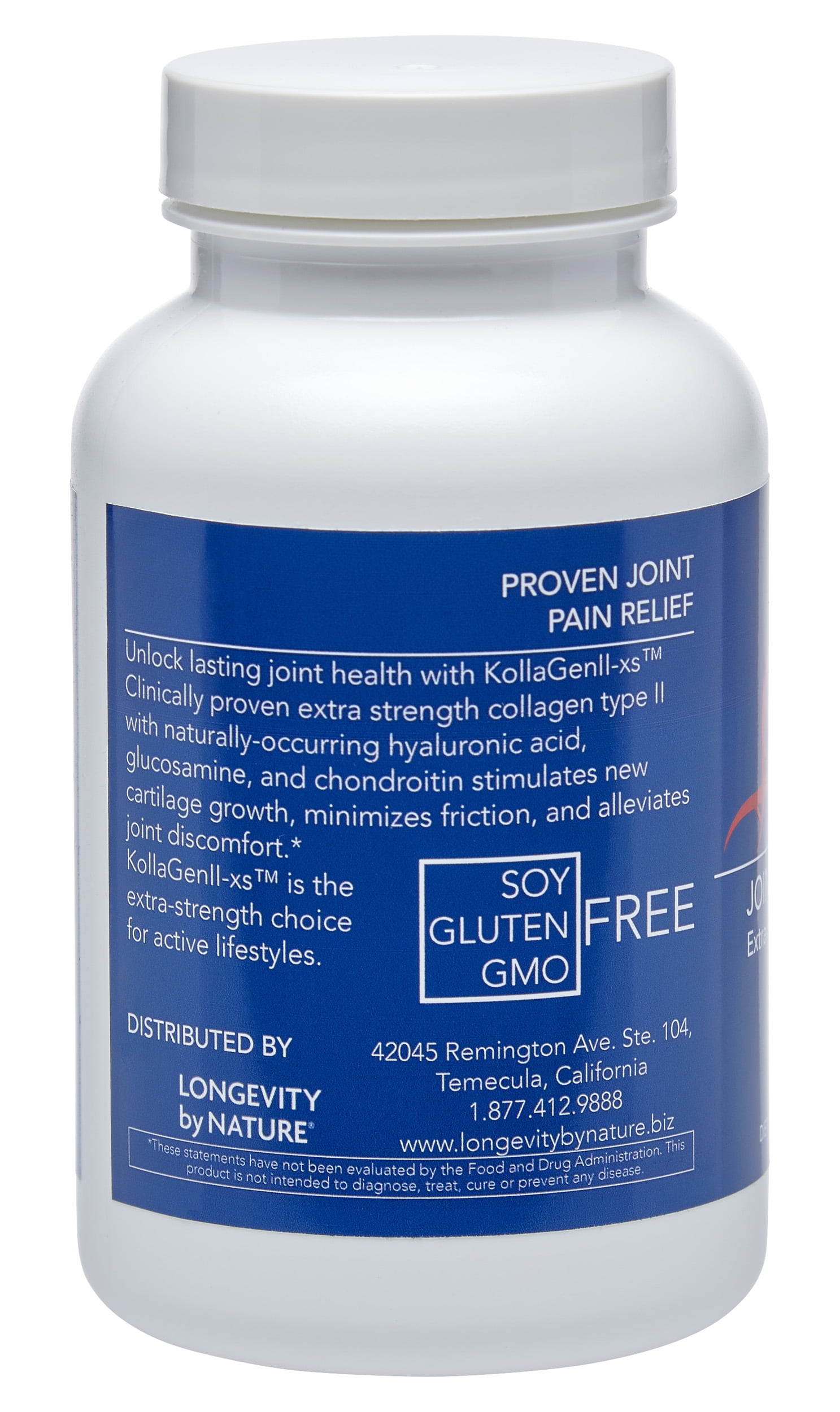 Longevity by Nature, KollaGen II-xs Collagen Type II, Hyaluronic Acid Supplements, 120 Capsules