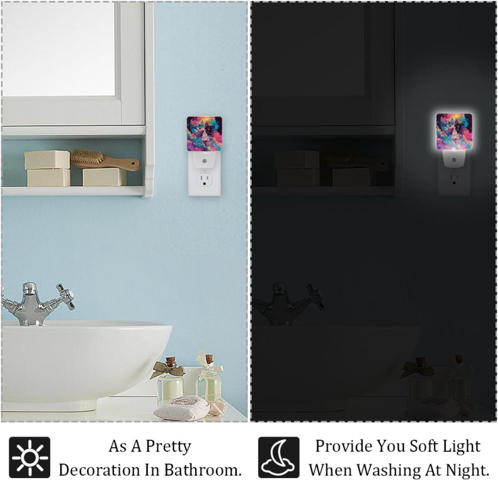 PhooArto Colorful Cat Ice Cream Galaxy Plug in LED Night Light Auto Sensor Dusk to Dawn Decorative Night for Bedroom, Bathroom, Kitchen, Hallway, Stairs, Baby's Room, Energy Saving