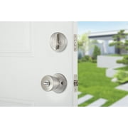 Brinks Keyed Entry Classic Bell Style Doorknob and Deadbolt Combo, Satin Nickel Finish