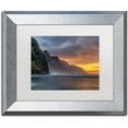 thumbnail image 1 of Trademark Fine Art 'Napali Sunset Kauai' Canvas Art by Pierre Leclerc, White Matte, Silver Frame, 1 of 1