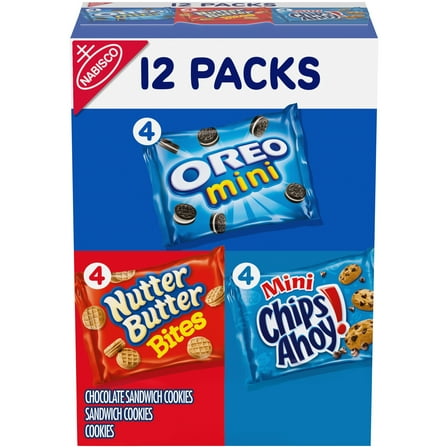 Nabisco Cookie Variety Pack OREO Mini, Nutter Butter Bites, CHIPS AHOY! Mini, 12 Snack Packs
