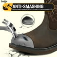 thumbnail image 2 of SMILIN Men's Steel Toe Work Boots, Square Toe Waterproof Cowboy Boots for Men, Dark Brown, US Size 10.5, 2 of 9