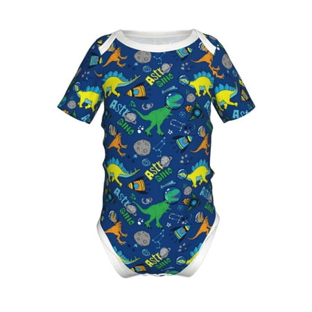 

Junzan Dinosaur In Space Print Short-Sleeve Baby Climbing Clothes Bodysuits for Infant One-Piece for Baby Boys & Girls Baby Clothes Baby Romper with Snap Closure-9M