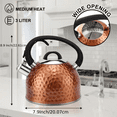 thumbnail image 2 of Copper Tea Kettle Stainless Steel Teapot Whistling Kettle Unique Button Control Kettle Outlet Loud Whistle Food Grade Teapot 3.2 Quart / 3 Liter Bronze, 2 of 6
