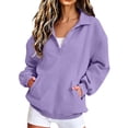 thumbnail image 3 of Lumtrix Womens Oversized Sweatshirts V Neck Henley Turtle Neck Long Sleeve Button Fleece Pullover, Casual Teen Girls Y2K , Fall Winter Fashion Purple S, 3 of 7