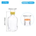thumbnail image 2 of Uxcell 2 Pcs 1000ml Glass Square Reagent Media Storage Bottles with Yellow Cap, Clear, 2 of 7
