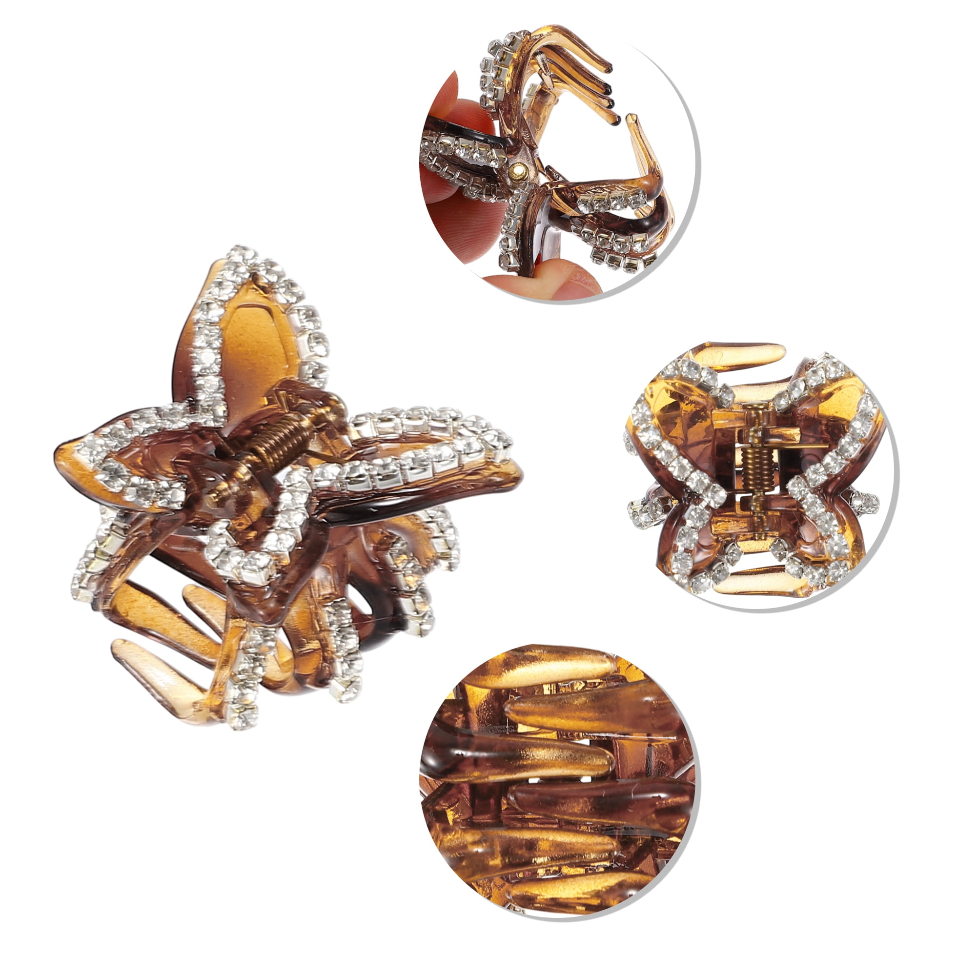 NOMADIC NOOK Women's Classic Bow Rhinestones Hair Clips 1.42"x1.18"x1.02" Brown Black 4 Pcs