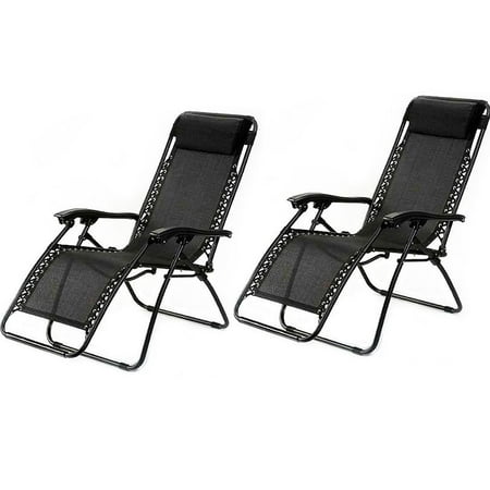GHP Pack Of 2 PVC Mesh Fabric Seats Black Zero Gravity Patio GHP Pack of 2 PVC Mesh Fabric Seats Black Zero Gravity Patio Recliner Lounge Chairs - GHP Pack Of 2 PVC Mesh Fabric Seats Black Zero Gravity Patio