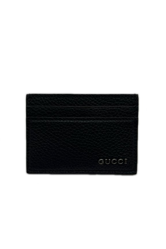 Pre-Owned GUCCI logo business card holder/card case 771157, black leather, men's.