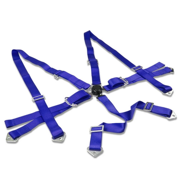 DNA Motoring SB-CL-6P-2-BL Universal 6-Point Racing Seat Belt Harness Camlock Buckle (Pack of 1, Blue)
