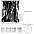 thumbnail image 3 of HVEST Black and White Geometric Shower Curtain with Abstract Black Gray Line Design - Modern Minimalist Bathroom Decor, Waterproof Polyester Fabric, Includes 10 Hooks, 60x72 Inches, 3 of 7