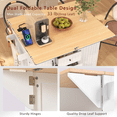 thumbnail image 5 of 55.7'' Rolling Kitchen Island with 2 Drop Leaf and Power Outlet, Large Rolling Kitchen Cart on 5 Wheels, Folding Storage Island Table with Spice &Towel Rack,3 Drawers, for Kitchen, Dining Room,White, 5 of 9