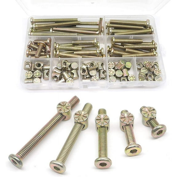 Baby Bed Screws Kit,Hex Drive Socket Cap Nuts Assortment Kit,for Crib Chairs,M6 100Pcs