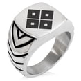 thumbnail image 1 of Stainless Steel Kamei Samurai Crest Chevron Pattern Biker Style Polished Ring, 1 of 1