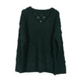 thumbnail image 2 of Diconna Ladies Sweater Hollow Feather Pattern Long Sleeve V Neck Knitted Sweater, 2 of 5