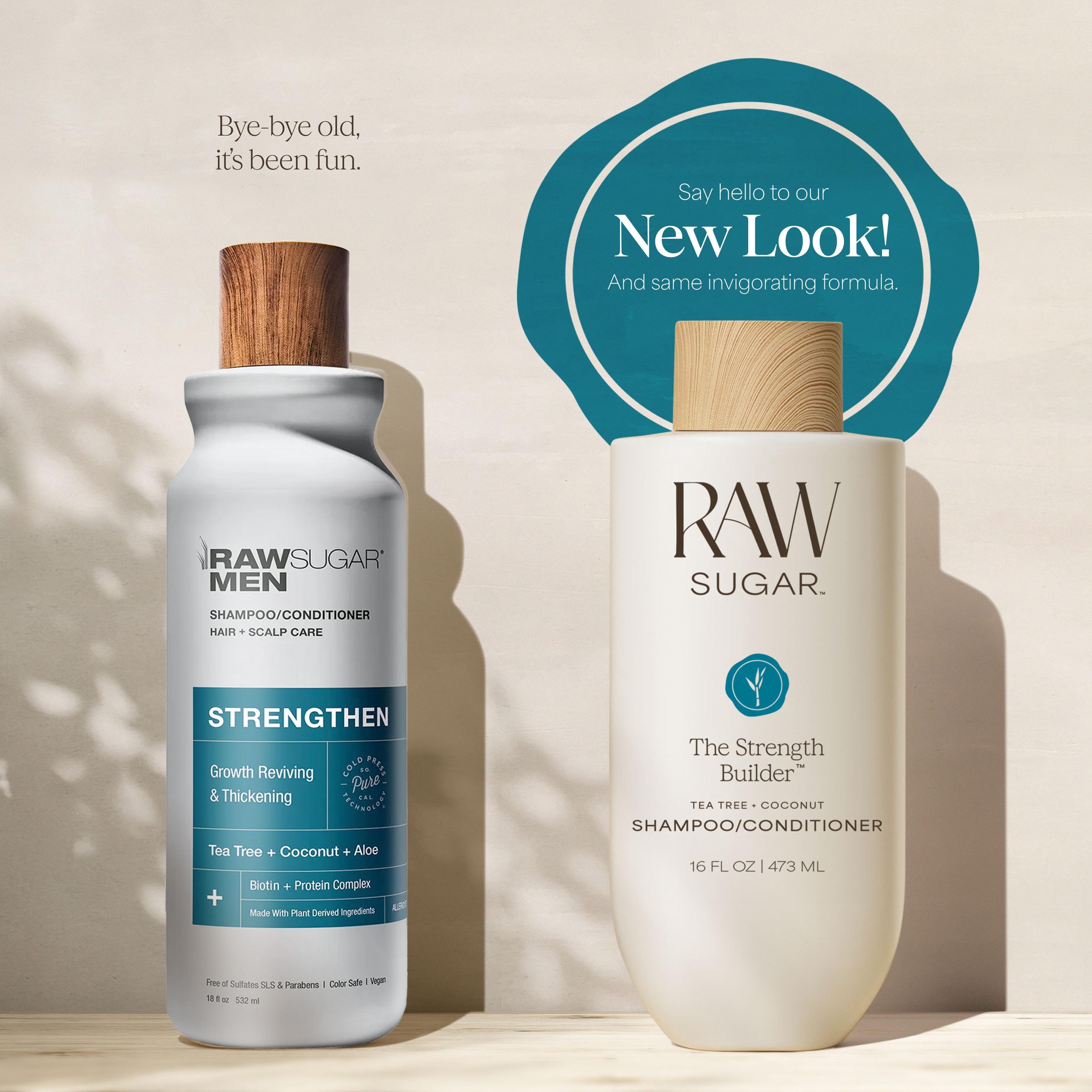 Raw Sugar The Strength Builder 2-in-1 Shampoo & Conditioner, Tea Tree + Coconut, 16 fl oz